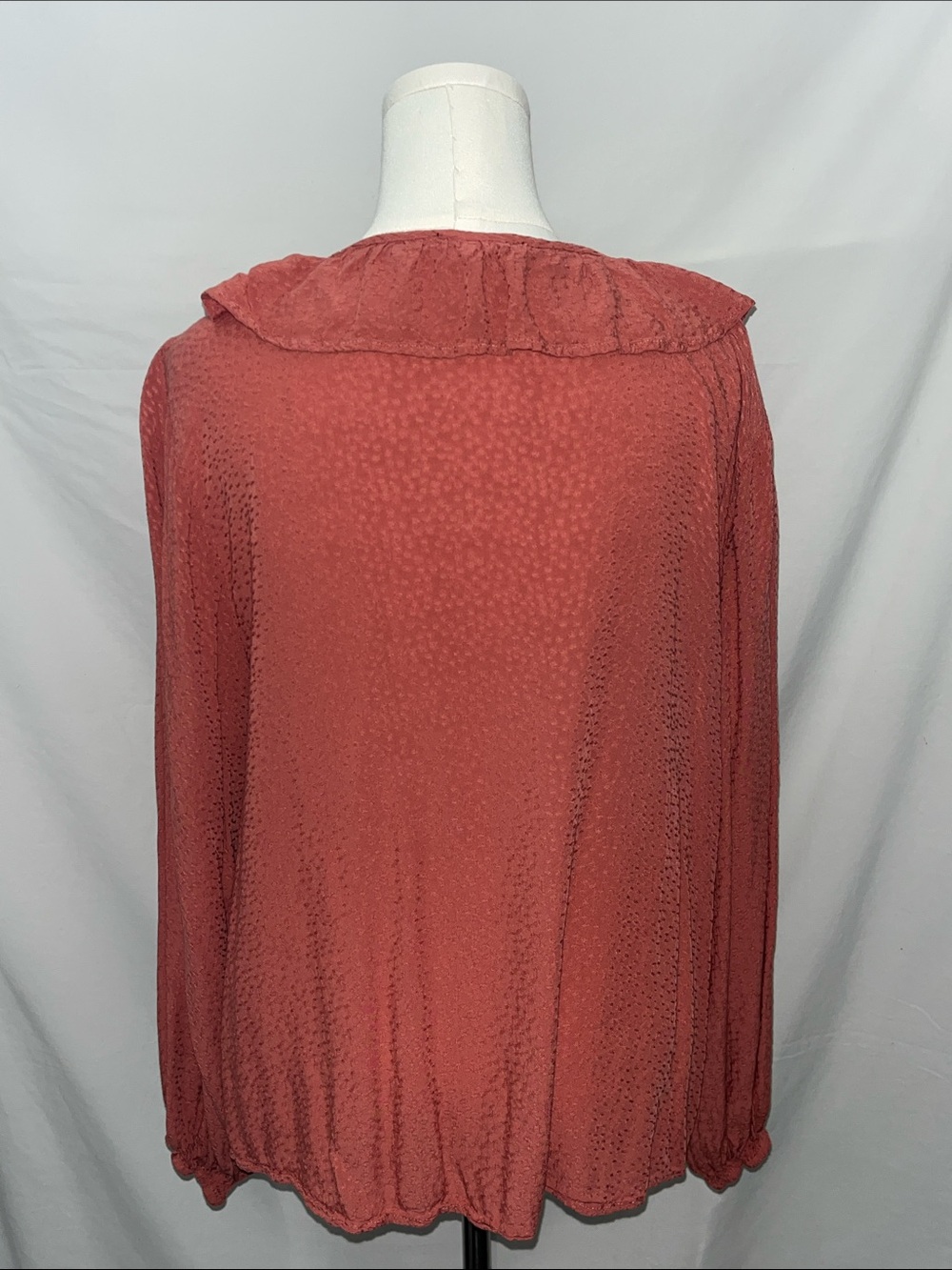 Lightweight Rust Ruffle V-Neck Blouse - Picture 3 of 3